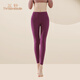 三針舒絨純棉保暖褲女條紋磨毛帶護膝高腰秋冬加厚秋褲內穿棉毛褲防寒 深紫/厚款內里磨絨 280g XL /120-135斤