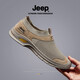 Jeep男鞋2025新款夏季透氣鏤空網(wǎng)眼懶人網(wǎng)鞋一腳蹬休閑網(wǎng)面運動鞋子男 沙色【皮鞋碼】 39
