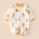 多嘻嚕卡嬰幼兒連體衣秋冬季寶寶加絨爬服法蘭絨保暖哈衣 米色小熊 66 