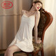 浪莎性感睡衣女夏季吊帶睡裙仿冰絲蕩領(lǐng)開(kāi)叉新娘結婚家居服 奶白 M 