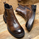 BANBIDILUN  切爾西靴男士短靴子真頭皮秋冬季休閑皮鞋復古風(fēng)中幫馬丁靴男鞋 復古棕 40 標準皮鞋碼