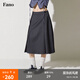 fano studios范洛Fano 高智感紐扣活頁(yè)解構設計高克重西裝料質(zhì)感百褶中半裙女 深灰色 現貨 L