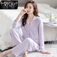 莫代爾睡衣女士春秋款棉長(zhǎng)袖長(zhǎng)褲秋季薄款家居服套裝2025年新款家居服 XPW4436# L 【適合100-120斤】