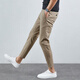 TNRZZ九分褲男秋冬棉質(zhì)彈力透氣男士休閑褲修身小腳褲收腿顯瘦錐形褲 卡其色【九分褲】 31