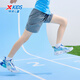 特步（XTEP）兒童夏季新款男童運動五分褲運動休閑短褲百搭薄款短褲 石紋灰【小logo】 150 cm