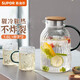 蘇泊爾（SUPOR）冷水壺涼水壺玻璃耐高溫家用大容量冷泡果汁花茶壺水杯茶壺套裝 杯子2個(gè)+壺 1.6L