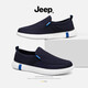 Jeep吉普男鞋春季2026新款懶人套腳一腳蹬休閑百搭軟底布鞋運動(dòng)潮鞋男 深藍色 41