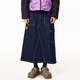 幻走（MOVEUP）2024冬季新款.FUN系列純棉多口袋貓咪織嘜設計師半身裙 深寶藍 M