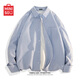 名創(chuàng)優(yōu)品（MINISO）格子襯衫男2025復(fù)古休閑長袖外套大碼日系vintage潮牌工裝襯衣男 【牛津紡條紋】藍白條 60%棉 40%滌綸 L 175(30天質(zhì)量問題全額退)