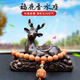 御琉宮高檔汽車(chē)擺件一路平安鹿車(chē)載香水車(chē)內飾品男士創(chuàng  )意中控臺裝飾用品 福鹿【木紋款】+佛頭菩提珠