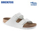 BIRKENSTOCK勃肯德國進口男女款牛皮革軟底軟木Arizona雙扣拖鞋 白色窄版1024952 39