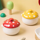 ezicok 蒸蛋碗帶蓋碗雙耳碗陶瓷碗小碗烘焙燉盅烤碗可愛(ài)蘑菇碗分格盤(pán) 蒸蛋碗2件套-紅色+黃色