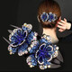 禾娘新款三齒夾頭飾韓版優(yōu)雅氣質(zhì)盤(pán)發(fā)發(fā)夾媽媽鴨嘴夾后腦勺抓夾頂夾 鏤空牡丹花鴨嘴夾寶石藍