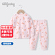 小狗比格兒童睡衣嬰兒秋衣秋褲純棉男女寶寶內衣套裝秋冬季衣服 5835粉貓咪 110 cm建議3-4歲/無(wú)肩扣