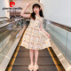 皮爾卡丹（pierre cardin）女童連衣裙夏季2026新款夏裝兒童純棉裙子無(wú)袖薄款洋氣超仙中大童 碎花 160cm(160cm)