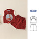 GOKU嬰幼兒夏季薄款中式連體衣爬服男寶寶滿月百天中國風(fēng)唐裝周歲套裝 紅色分體套裝 90
