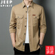 JEEP SPIRIT吉普精神2025春秋款長(cháng)袖襯衫男士工裝大碼多口袋棉襯衣春秋薄夏 卡其色(長(cháng)袖1388款) L 建議115-130斤
