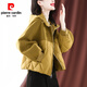 皮爾卡丹（pierre cardin）棉服女冬季新款蝙蝠袖寬松短款顯瘦時(shí)尚連帽外套顯瘦設計感 綠咖色【2692】 S 【此款偏大建議90-110斤】