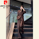 皮爾卡丹（pierre cardin）早秋美拉德穿搭干練氣質(zhì)時(shí)裝小香風(fēng)咖色小西裝職業(yè)套裝女針織 咖色西裝+褲子 L 【115-130斤】