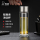 希諾（HEENOOR）雙層玻璃杯伸縮提繩大容量防燙商務辦公水杯時尚便攜泡茶杯子 本色 390ml