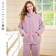 美標新款復合舒棉絨珊瑚絨睡衣套裝女秋冬季加厚保暖甜美法蘭絨家居服 香氛紫 L (165/88A)