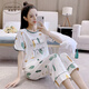 奧蜜雪 睡衣女士夏季純棉薄款少女短袖七分褲套裝夏大碼學(xué)生家居服 H-2043 白蘑菇葉子套頭 M 【推薦90斤-105斤】