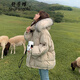舒芳蝶（shufangdie）羽絨棉服女2024冬季新款韓版oversize短款加厚棉衣外套ins港風(fēng)潮 米白 M