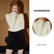庫恩瑪維基礎款半高領(lǐng)長(cháng)袖T恤女2024秋季新款修身印花內搭打底衫K35275 米白色 L