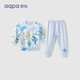 aqpa【195g新疆棉】嬰兒內(nèi)衣套裝純棉衣服秋冬男女寶寶兒童秋衣秋褲 藍(lán)色碰碰車(chē) 120