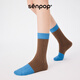 上森派系灰色堆堆襪子女春秋勃肯鞋中筒襪小腿襪拼色長(cháng)襪子無(wú)骨襪配小皮鞋 【加厚粗針】藍棕 1雙 均碼 推薦尺碼【35-39】
