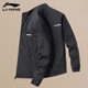 李寧外套男款秋冬新款保暖防風(fēng)耐磨舒適立領(lǐng)夾克運動(dòng)休閑黑色開(kāi)衫風(fēng)衣 黑色立領(lǐng)外套-小標【春秋款/防風(fēng)防潑水】 L