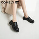 康莉厚底小皮鞋女春秋新款復古英倫風(fēng)牛津鞋百搭圓頭深口通勤單鞋 黑色 35