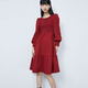 VEROMODA連衣裙秋季新款法式純色拼接系帶公主裙甜美337D007 澳木紅色 165/84A/M