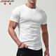 簡(jiǎn)束（JOONSVIP）緊身T恤男短袖純色棉質(zhì)圓領(lǐng)修身打底衫男夏季彈力運動(dòng)半袖上衣服 白色 L （60-68kg左右）