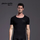 皮爾卡丹男士短袖無(wú)痕莫代爾四季男半袖打底衫運動(dòng)短袖汗衫P552921 黑色 L 【120-145斤】
