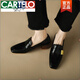 卡帝樂(lè )鱷魚(yú)（CARTELO）真皮樂(lè )福鞋女軟羊皮2026春秋新款方頭中跟單鞋英倫風(fēng)粗跟皮鞋百搭 黑色 36