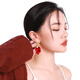 Qlady氣質(zhì)紅色花朵耳環(huán)女氣質(zhì)高級(jí)感耳釘女2024新款小眾輕奢新年耳飾