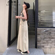 衣典零一（LEDIALYI）牛仔背帶裙女夏季2024新款韓版小個(gè)子工裝風(fēng)休閑長(cháng)款連衣裙子夏天 卡其色 S