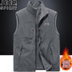 JEEP SPIRIT秋冬加絨馬甲男士雙面穿防水背心搖粒絨坎肩保暖無(wú)袖外套 灰色 2XL