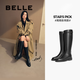 百麗（Belle）周雨彤秦嵐同款雙子星騎士女商場(chǎng)款長(cháng)靴B9V1DDG4預售 經(jīng)典版-黑色 36