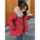 恩若凡本命年羽絨服女紅色短款上衣女款寬松加絨加厚外套女學(xué)生過(guò)年穿的 紅色 M_120-140斤