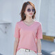 谷卓詩(shī)80支絲光棉前后V領(lǐng)時(shí)尚修身氣質(zhì)女士半袖純棉短袖T恤衫女夏裝新款 粉色 M （100-110斤）