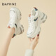 DAPHNE達芙妮厚底老爹鞋女新款女鞋冬季加絨內增高學(xué)生百搭休閑運動(dòng)鞋 米色跟高4cm內增高3cm 36 (230mm) 標準碼