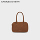 CHARLES&KEITH寬肩帶手提波士頓包斜挎包女士生日禮物七夕禮物CK2-30271398 CK2-30271398-1Brown棕色 M