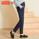 費雪孕婦褲子秋冬季外穿上班通勤煙管褲加絨加厚小個(gè)子直筒職業(yè)西裝褲 【藏青側開(kāi)叉】-春秋款 M【100-115斤適穿】