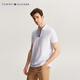 TOMMY HILFIGER【撞色門襟】夏季男裝商務休閑通勤翻領短袖T恤POLO衫03000 云沐白YBR XL （推薦：165-180斤）