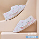 咕羊羊月子鞋可調節春夏秋產(chǎn)后拖鞋包跟厚底防滑孕婦拖鞋 【純棉紗布】白底水蜜桃 M(適合35碼~36碼)