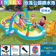 INTEX兒童戲水池噴水池充氣游泳支架池家庭游樂園大型寶寶孩子沙灘玩具 恐龍八字形帶滑梯【可噴水】