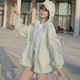 杰麗·莫克防曬衣女夏季防紫外線(xiàn)寬松韓版連帽透氣薄款中長(cháng)款開(kāi)衫大碼外套 淺綠 3XL （建議150斤-165斤）