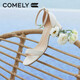 康莉（COMELY）一字帶涼鞋女粗跟25年夏季羊皮中跟時(shí)尚百搭通勤時(shí)裝涼鞋 米白 37